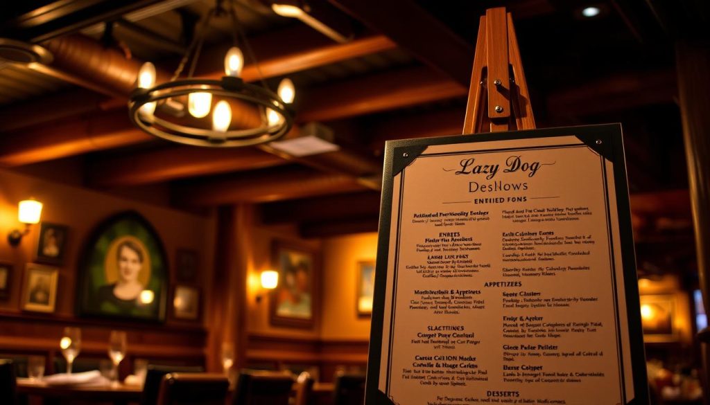 Lazy Dog Restaurant Dinner Menu Selection
