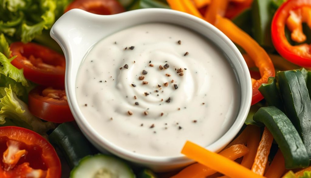 creamy peppercorn ranch and fresh ingredients