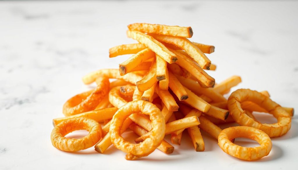 fries and onion rings