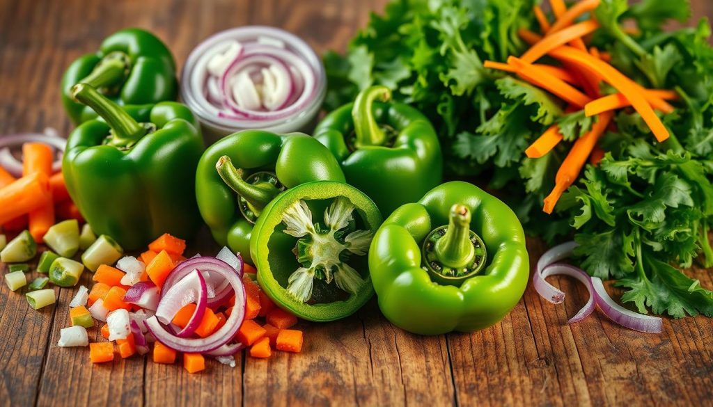 green peppers and extras
