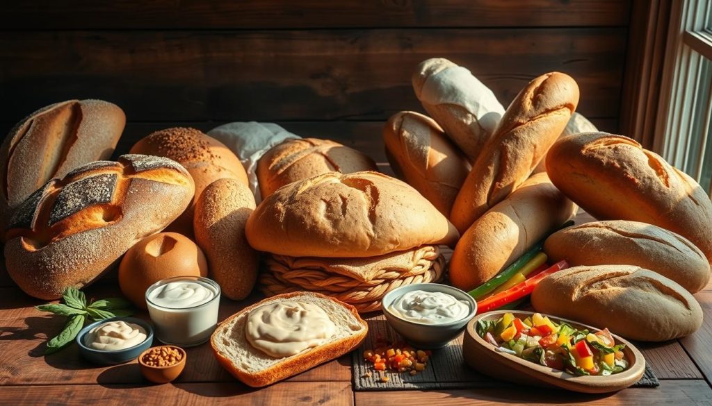 vegan bread and condiments